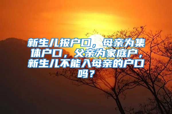 新生兒報戶口，母親為集體戶口，父親為家庭戶，新生兒不能入母親的戶口嗎？