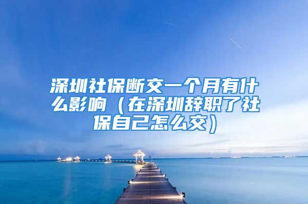 深圳社保斷交一個月有什么影響（在深圳辭職了社保自己怎么交）