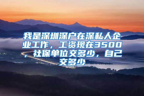 我是深圳深戶在深私人企業(yè)工作，工資現(xiàn)在3500，社保單位交多少，自己交多少