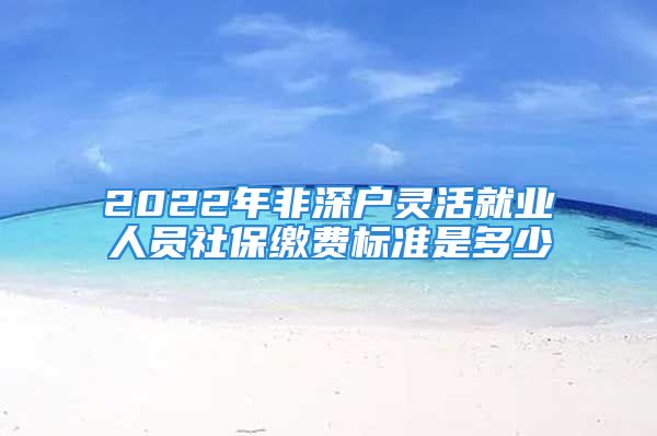 2022年非深戶靈活就業(yè)人員社保繳費標準是多少