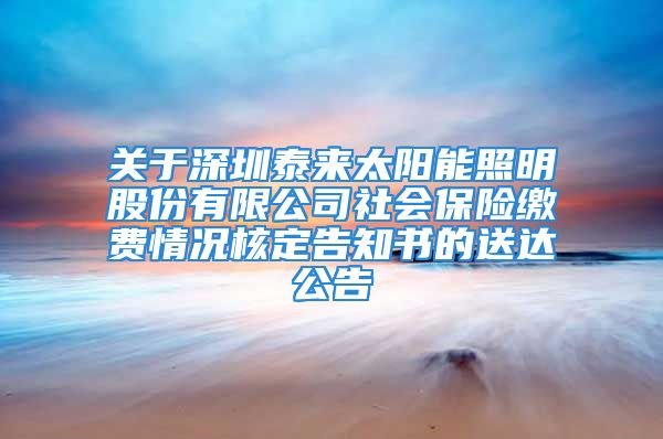 關(guān)于深圳泰來太陽能照明股份有限公司社會(huì)保險(xiǎn)繳費(fèi)情況核定告知書的送達(dá)公告