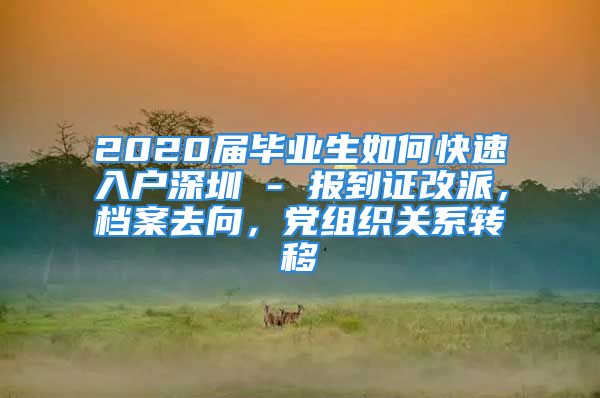 2020屆畢業(yè)生如何快速入戶深圳 - 報(bào)到證改派，檔案去向，黨組織關(guān)系轉(zhuǎn)移