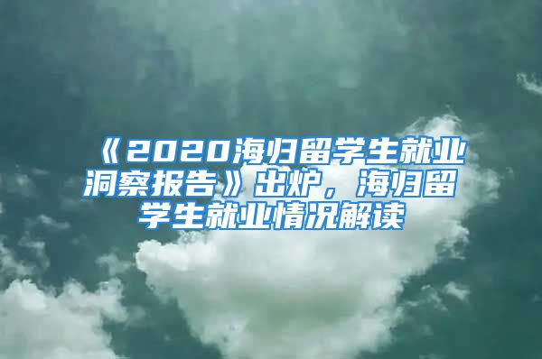 《2020海歸留學(xué)生就業(yè)洞察報告》出爐，海歸留學(xué)生就業(yè)情況解讀