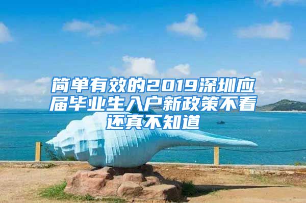 簡單有效的2019深圳應屆畢業(yè)生入戶新政策不看還真不知道