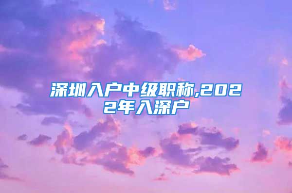 深圳入戶中級(jí)職稱,2022年入深戶