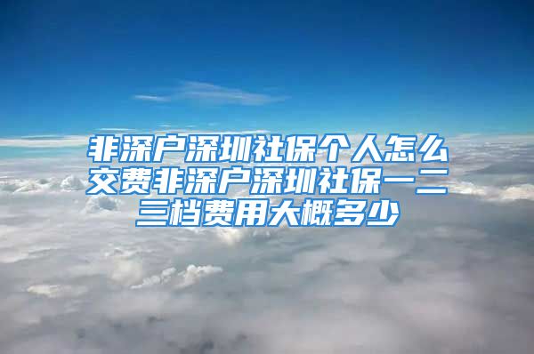 非深戶(hù)深圳社保個(gè)人怎么交費(fèi)非深戶(hù)深圳社保一二三檔費(fèi)用大概多少