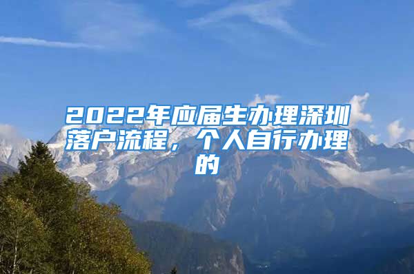 2022年應(yīng)屆生辦理深圳落戶流程，個人自行辦理的