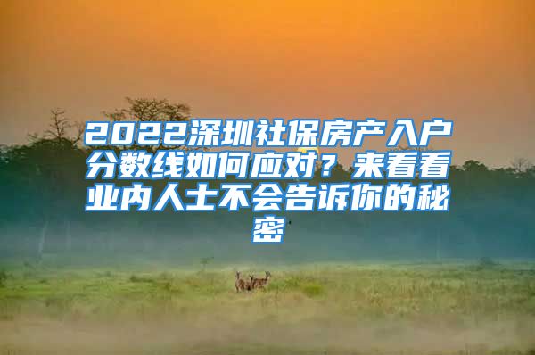 2022深圳社保房產(chǎn)入戶分數(shù)線如何應(yīng)對？來看看業(yè)內(nèi)人士不會告訴你的秘密