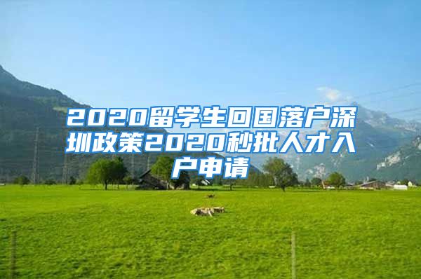 2020留學生回國落戶深圳政策2020秒批人才入戶申請