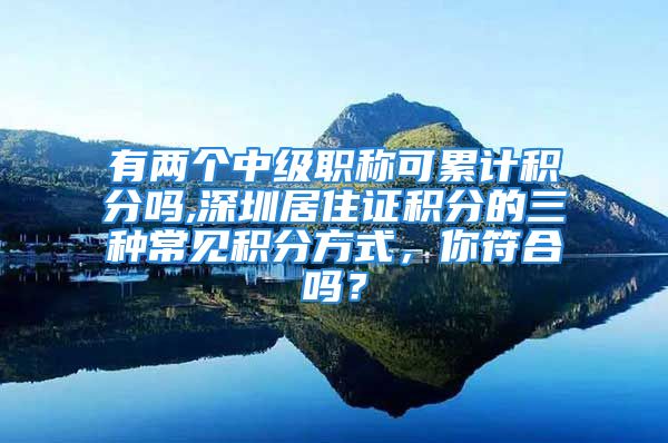 有兩個(gè)中級(jí)職稱可累計(jì)積分嗎,深圳居住證積分的三種常見(jiàn)積分方式，你符合嗎？