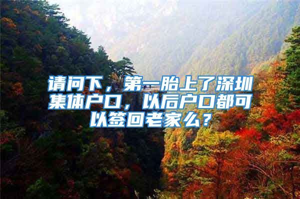 請問下，第一胎上了深圳集體戶口，以后戶口都可以簽回老家么？