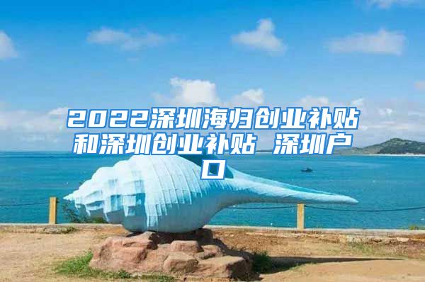 2022深圳海歸創(chuàng)業(yè)補(bǔ)貼和深圳創(chuàng)業(yè)補(bǔ)貼 深圳戶(hù)口