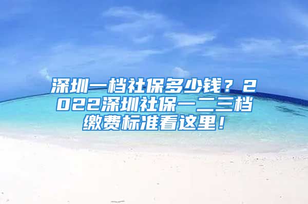 深圳一檔社保多少錢？2022深圳社保一二三檔繳費(fèi)標(biāo)準(zhǔn)看這里！