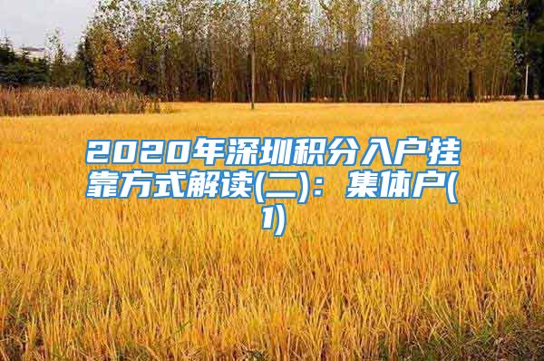 2020年深圳積分入戶(hù)掛靠方式解讀(二)：集體戶(hù)(1)