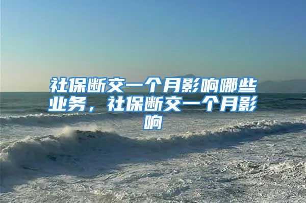 社保斷交一個月影響哪些業(yè)務，社保斷交一個月影響