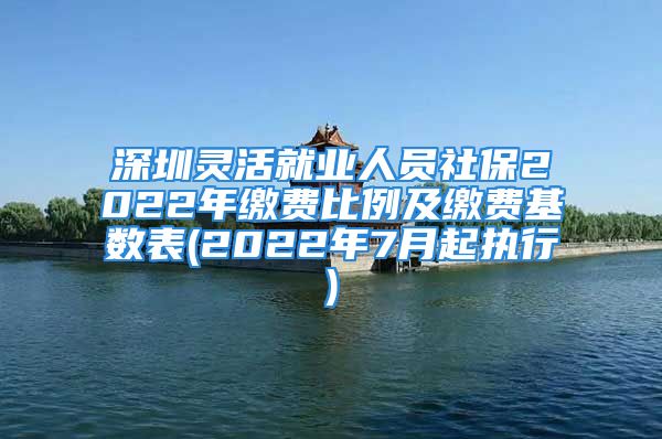 深圳靈活就業(yè)人員社保2022年繳費(fèi)比例及繳費(fèi)基數(shù)表(2022年7月起執(zhí)行)