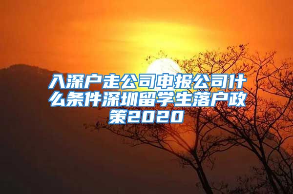 入深戶走公司申報公司什么條件深圳留學(xué)生落戶政策2020