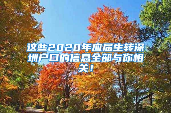 這些2020年應(yīng)屆生轉(zhuǎn)深圳戶口的信息全部與你相關(guān)！