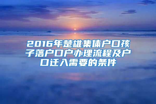 2016年楚雄集體戶(hù)口孩子落戶(hù)口戶(hù)辦理流程及戶(hù)口遷入需要的條件