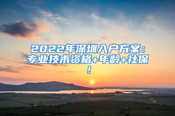 2022年深圳入戶方案：專業(yè)技術資格+年齡+社保！