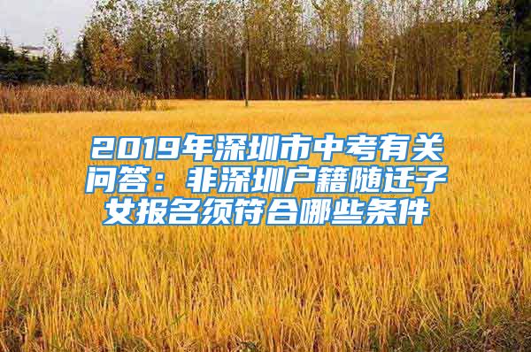 2019年深圳市中考有關問答：非深圳戶籍隨遷子女報名須符合哪些條件