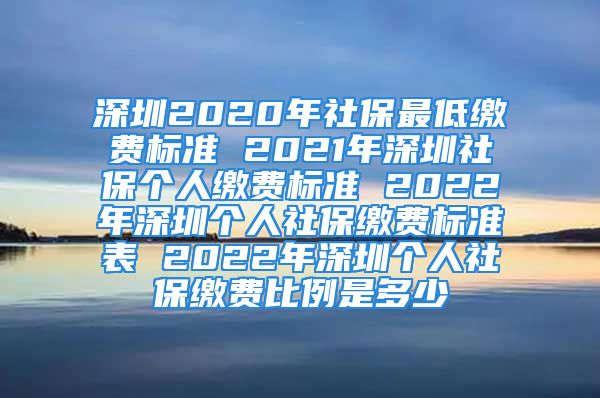 深圳2020年社保最低繳費(fèi)標(biāo)準(zhǔn) 2021年深圳社保個人繳費(fèi)標(biāo)準(zhǔn) 2022年深圳個人社保繳費(fèi)標(biāo)準(zhǔn)表 2022年深圳個人社保繳費(fèi)比例是多少