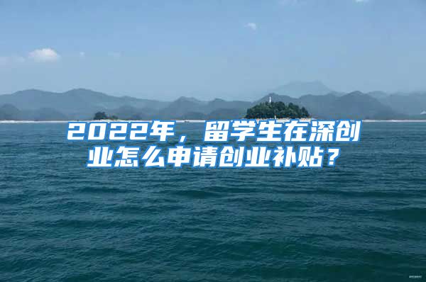 2022年，留學(xué)生在深創(chuàng)業(yè)怎么申請創(chuàng)業(yè)補貼？