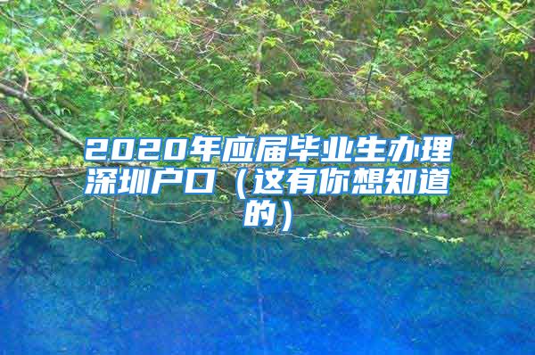 2020年應(yīng)屆畢業(yè)生辦理深圳戶口（這有你想知道的）