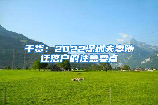 干貨：2022深圳夫妻隨遷落戶的注意要點(diǎn)