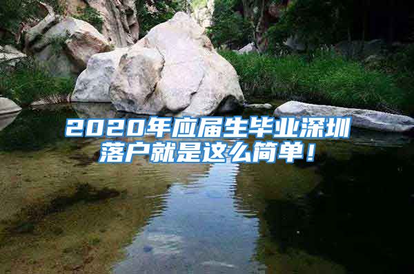 2020年應屆生畢業(yè)深圳落戶就是這么簡單！