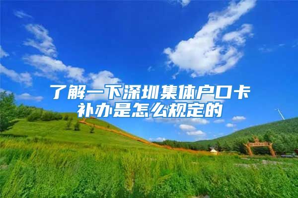 了解一下深圳集體戶口卡補辦是怎么規(guī)定的