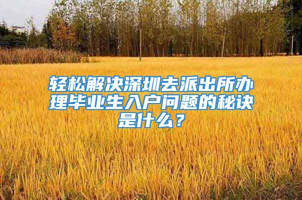 輕松解決深圳去派出所辦理畢業(yè)生入戶問題的秘訣是什么？