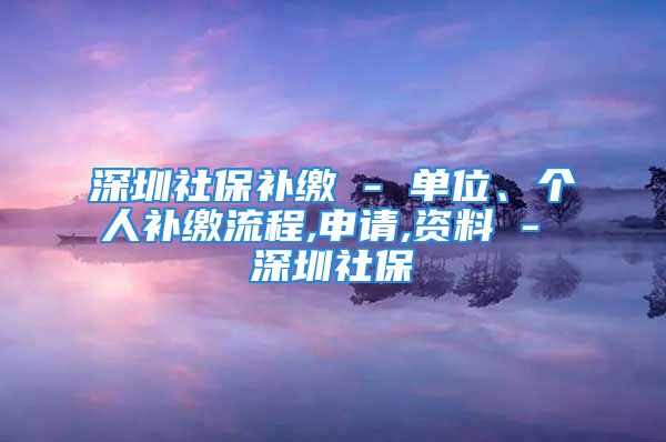 深圳社保補(bǔ)繳 - 單位、個人補(bǔ)繳流程,申請,資料 - 深圳社保