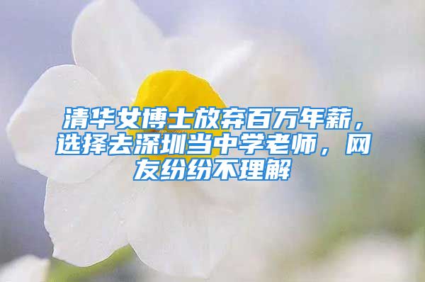 清華女博士放棄百萬(wàn)年薪，選擇去深圳當(dāng)中學(xué)老師，網(wǎng)友紛紛不理解