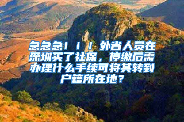 急急急！??！外省人員在深圳買了社保，停繳后需辦理什么手續(xù)可將其轉(zhuǎn)到戶籍所在地？