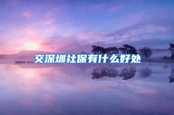 交深圳社保有什么好處