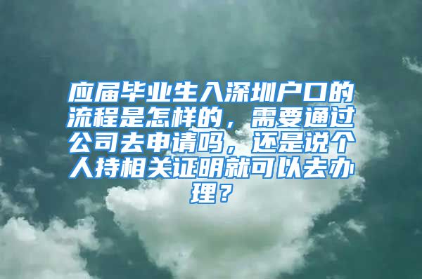 應(yīng)屆畢業(yè)生入深圳戶口的流程是怎樣的，需要通過(guò)公司去申請(qǐng)嗎，還是說(shuō)個(gè)人持相關(guān)證明就可以去辦理？