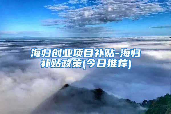 海歸創(chuàng)業(yè)項目補貼-海歸補貼政策(今日推薦)