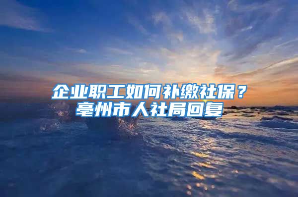 企業(yè)職工如何補(bǔ)繳社保？亳州市人社局回復(fù)