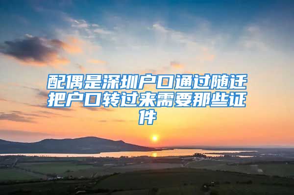 配偶是深圳戶口通過隨遷把戶口轉(zhuǎn)過來需要那些證件