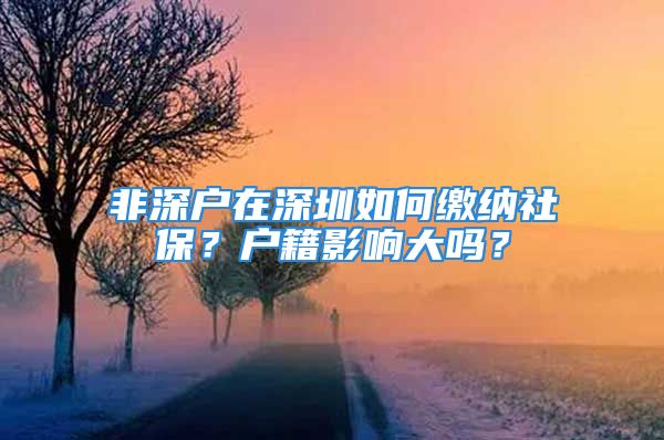 非深戶在深圳如何繳納社保？戶籍影響大嗎？