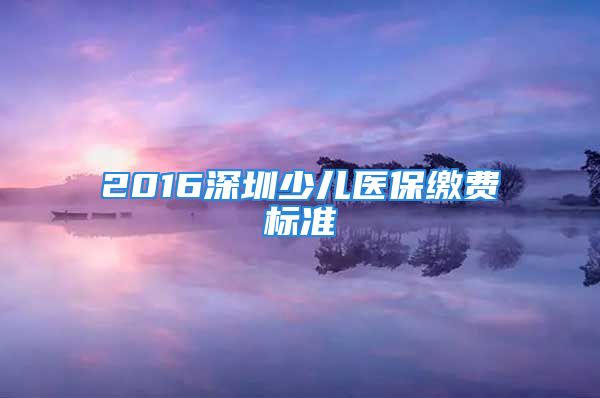 2016深圳少兒醫(yī)保繳費(fèi)標(biāo)準(zhǔn)