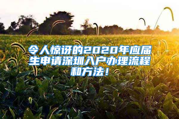 令人驚訝的2020年應(yīng)屆生申請(qǐng)深圳入戶辦理流程和方法！