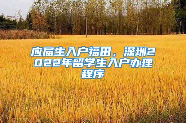 應(yīng)屆生入戶福田，深圳2022年留學(xué)生入戶辦理程序