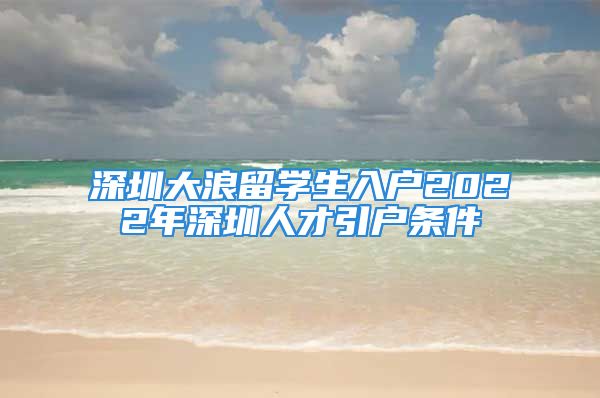 深圳大浪留學(xué)生入戶2022年深圳人才引戶條件