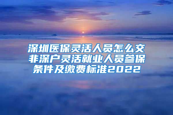 深圳醫(yī)保靈活人員怎么交非深戶靈活就業(yè)人員參保條件及繳費(fèi)標(biāo)準(zhǔn)2022