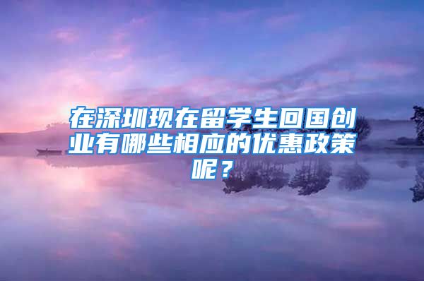 在深圳現(xiàn)在留學(xué)生回國(guó)創(chuàng)業(yè)有哪些相應(yīng)的優(yōu)惠政策呢？