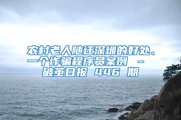 農(nóng)村老人隨遷深圳的好處、一個詐騙程序員案例 – 破繭日報(bào) 446 期