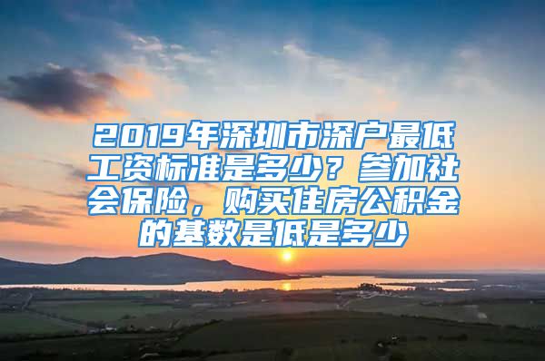 2019年深圳市深戶最低工資標(biāo)準(zhǔn)是多少？參加社會(huì)保險(xiǎn)，購(gòu)買住房公積金的基數(shù)是低是多少