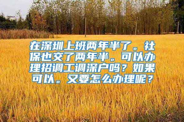 在深圳上班兩年半了。社保也交了兩年半?？梢赞k理招調(diào)工調(diào)深戶嗎？如果可以。又要怎么辦理呢？